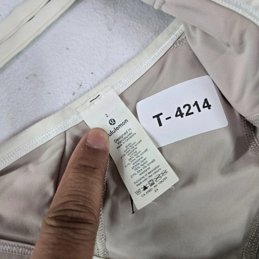 Lululemon Women Swimwear‎ 2 Ivory Bikini High Neck Strappy Wireless